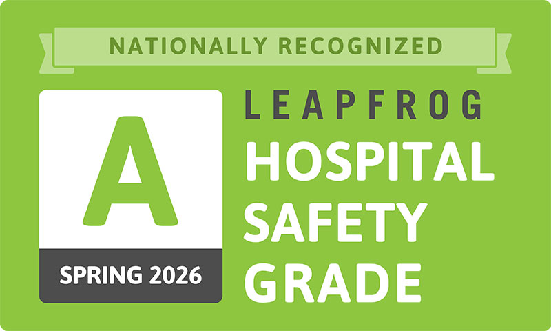 Nationally Recognized Leapfrog Hospital Safety Grade 'A' Spring 2026